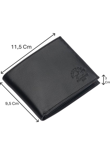 Hakiki Deri Bozuk Para ve Kart Bölmeli Erkek Cüzdanı - Siyah-Taba