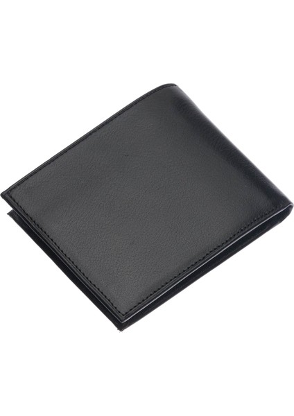 Hakiki Deri Bozuk Para ve Kart Bölmeli Erkek Cüzdanı - Siyah-Taba