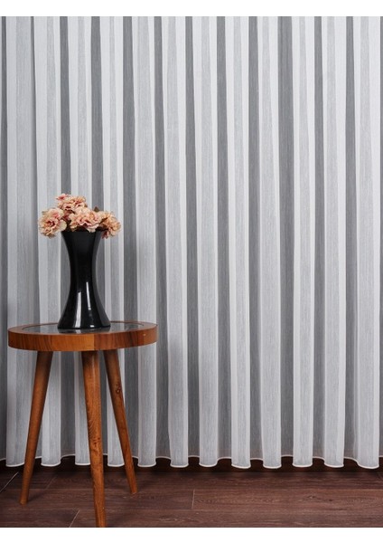 Ozi Yeni Sezon Çizgili Örme Tül Perde (1/3 Sık Pile) fiyatları