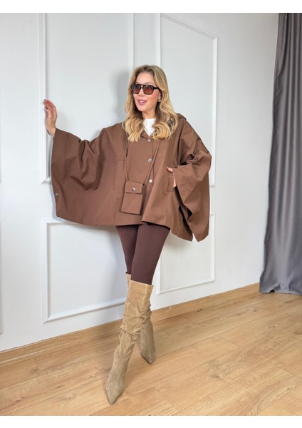 Kahve Çantalı Panço modelleri