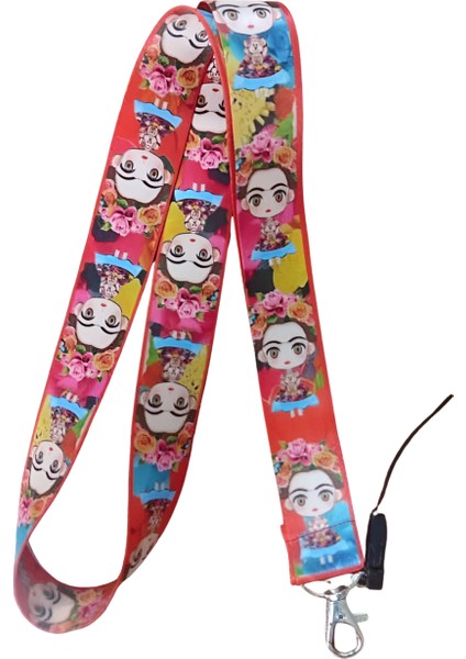 Frida Desenli Boyun Askı Ipi ve Telefon Askısı + Kartlık