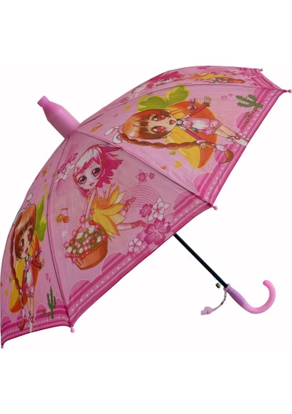 Katlanabilen Koruma Kılıflı Bardaklı Düdüklü 70 Cm! Pembe Renk Kız Çocuk Şemsiyesi fiyatları