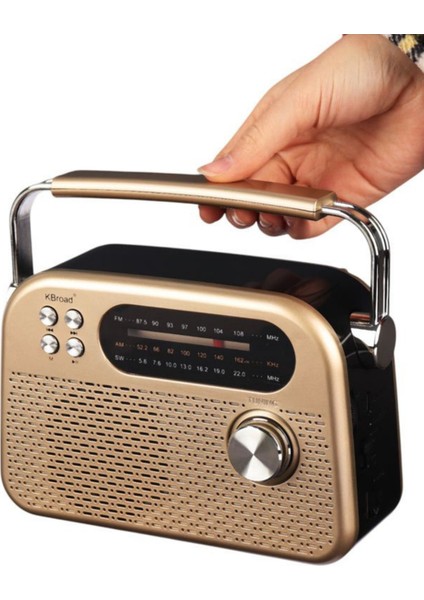 Kbroad KTF-2026 Sarı Full Band Radyo - Nostaljik Görünümlü, Şarjlı, Güçlü Ses Çıkışlı modelleri