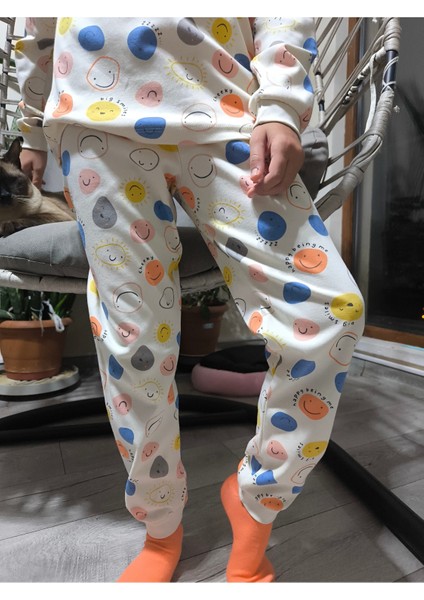 Kız-Erkek Bebek- Çocuk Pijama Takımı %100 Pamuk Uzun Kollu Yuvarlak Yaka Mevsimlik