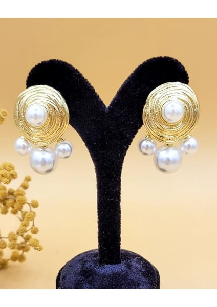 Altın Halkalar Barok Incili Pirinç Küpe modelleri