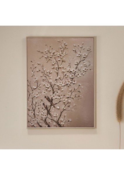 Deco Bloom Kanvas Tablo - Krem - 100X75 cm