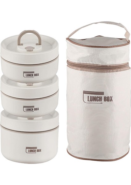 Öğle Yemeği Kutusu Seti Taşınabilir Hava Geçirmez Kapak Sızıntısı Istiflenebilir Öğle Yemeği Konteynerleri 3pcs Beyaz (Yurt Dışından)