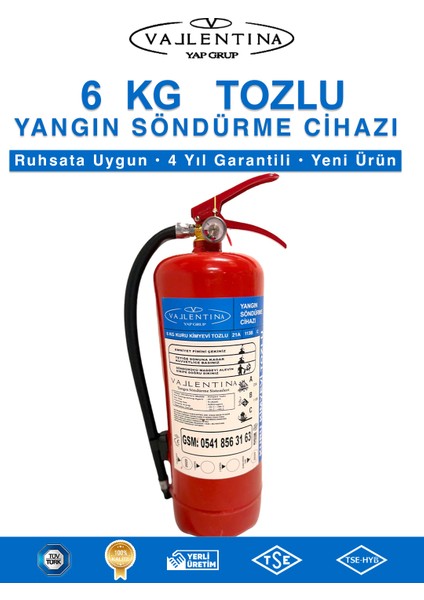 Vallentina 6 Kg Kuru Kimyevi Tozlu Yangın Tüpü