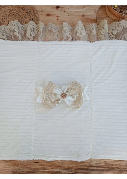 Litaetrend Yenidoğan Beyaz Wool Yün Kumaş Taç Nakışlı Trilüks Kundak Bebek Battaniyesi Beyaz indirimleri