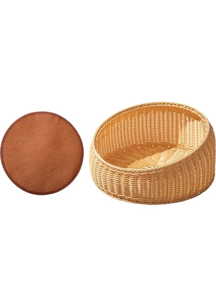 Dokuma Kedi Yatağı Sepet Kazanmaya Dayanıklı Öğütme Pençeleri Yarı Kapalı Kedi Yuvası Bej (Yurt Dışından) fiyatları