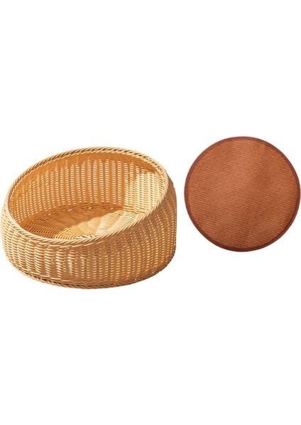 Dokuma Kedi Yatağı Sepet Kazanmaya Dayanıklı Öğütme Pençeleri Yarı Kapalı Kedi Yuvası Bej (Yurt Dışından) modelleri