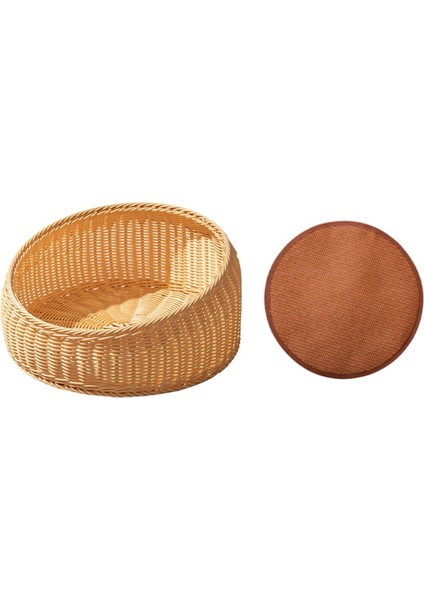 Dokuma Kedi Yatağı Sepet Kazanmaya Dayanıklı Öğütme Pençeleri Yarı Kapalı Kedi Yuvası Bej (Yurt Dışından) fırsatları