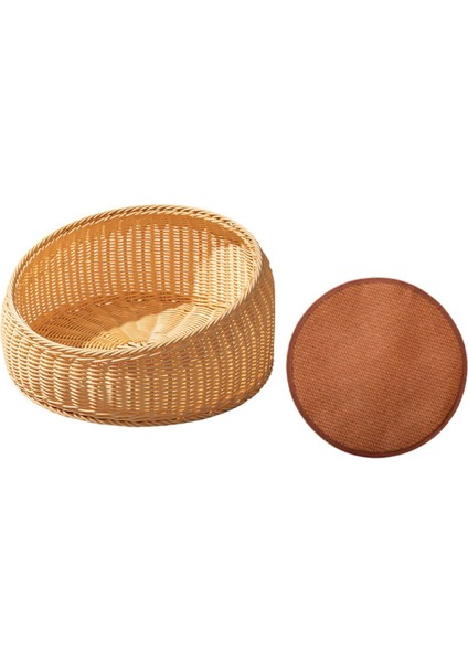 Dokuma Kedi Yatağı Sepet Kazanmaya Dayanıklı Öğütme Pençeleri Yarı Kapalı Kedi Yuvası Bej (Yurt Dışından) indirimleri