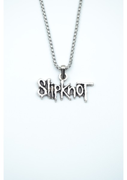 Slipknot Gümüş Kaplama Örme Zincir Kolye