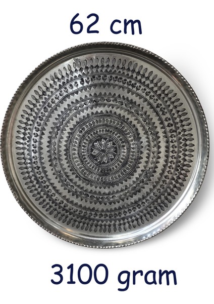 62 cm El Işlemeli Otantik Desenli Kalın Urfa Bakır Tepsi - KALAYLI-TPS457