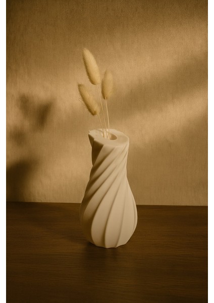 Spiral Vazo | El Yapımı Iskandinav Tarzı Dalgalı Form Dekoratif Vazo | Taş Döküm Modern Vazo