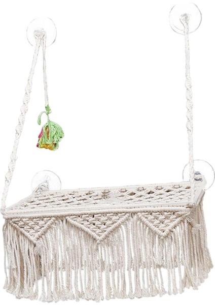 Makrome Kedi Hamak Uzay Tasarrufu Boho Mat Olmadan Salıncak Yatak Ev Sepeti Oturma Odası Ev Dekorasyon Için Yavru Kedi Uyku Oynarken Tırmanma (Yurt Dışından)