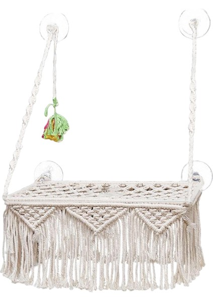 Makrome Kedi Hamak Uzay Tasarrufu Boho Mat Olmadan Salıncak Yatak Ev Sepeti Oturma Odası Ev Dekorasyon Için Yavru Kedi Uyku Oynarken Tırmanma (Yurt Dışından) modelleri