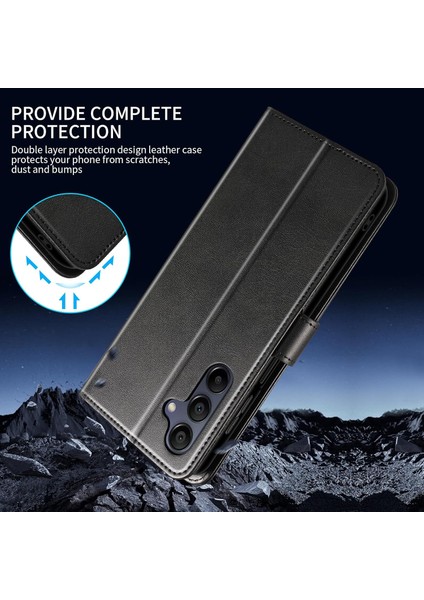 Samsung Galaxy A25 Uyumlu Ekran Koruyuculu Kılıf Kapaklı Kartlıklı Deri Görünümlü Standlı Kapak