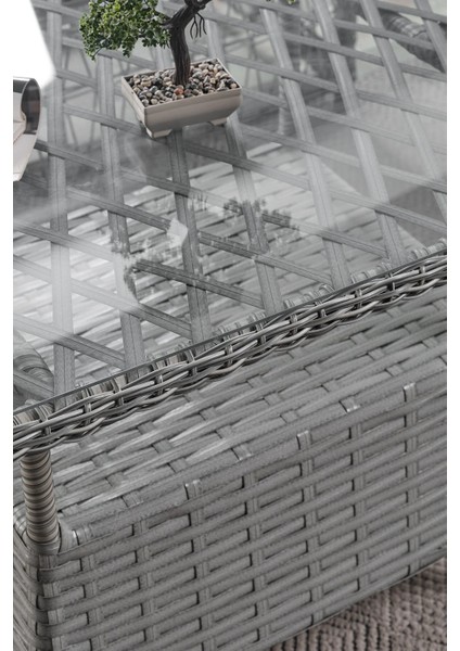 Rattan Breda Bahçe Mobilyası 2+1+1+Camlı Masa -- 2 Tane Puf Hediye fiyatları