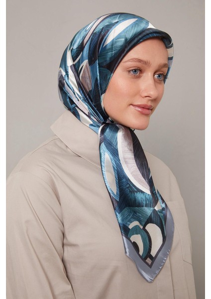 Mavi Çiçek Desen Kristal Eşarp fiyatları