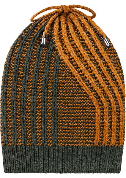 Triko Örgü Dökümlü Erkek Bere Turuncu-Antrasit Standart modelleri