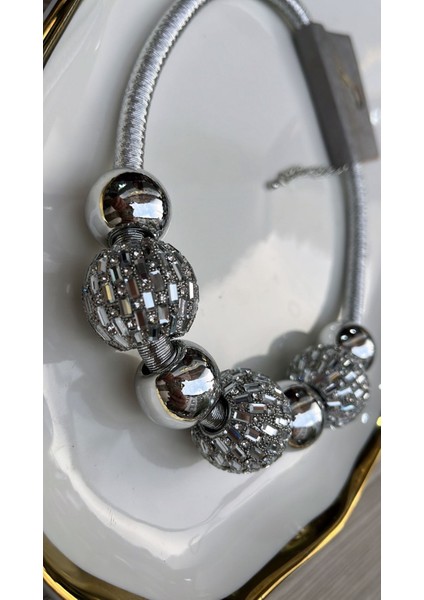 Lüks Modern Gümüş Boncuklu Gerdanlık Kolye modelleri