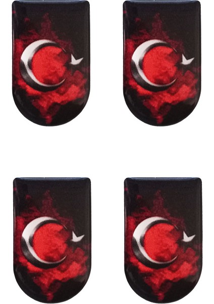 Şarjöraltı Sticker Bayrak Etiketi 4 Adet Ayyıldız Bayrak Desenli