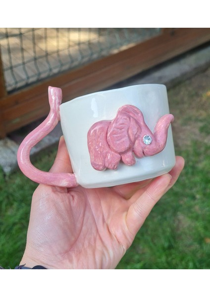 Fil Fincan Kupa El Yapımı Seramik