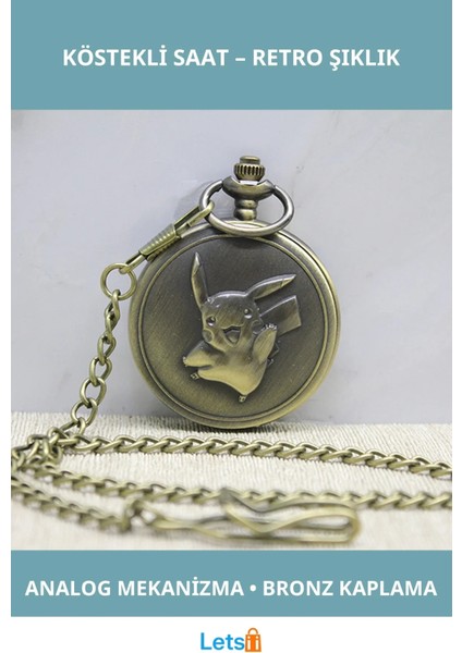 Pikachu Tasarımlı Retro Köstekli Saat