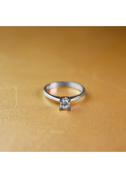 Badem Tırnak Pırlanta Modeli 925 Ayar Gümüş Tektaş Yüzük - Taş Çapı 5 mm-0,50 Ct modelleri