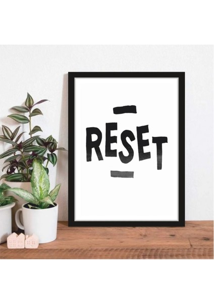 Reset Temalı Siyah Çerçeve Görünümlü Mdf Tablo