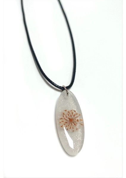 Sultanotu Çiçeği Oval Epoksi Kolye