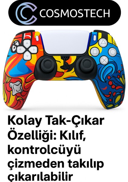 Ps5 Dualsense Joystick Koruyucu Silikon Kılıf Şık Beyaz Renkli Desenli – Yüksek Kaliteli, Esnek Kaplama indirimleri