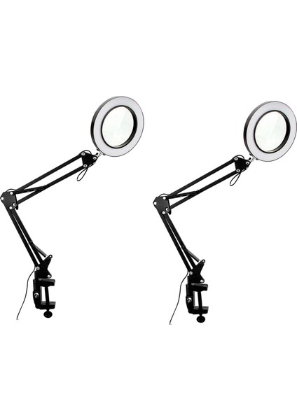 2pcs 10X Işık ve Kelepçe ile Büyüteç 3 Renk Modları 10 Parlaklık Ayarlanabilir Büyütme Masa Lambası Okumak Için (Yurt Dışından)