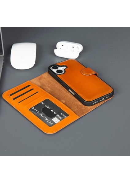 iPhone 17 Hakiki Deri Mıknatıslı Cüzdan Kılıf – Magsafe Uyumlu, Rfıd Korumalı, El Yapımı