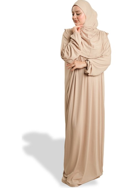 Bej Tek Parça Namaz Elbisesi Viskon Düz 2503_12 fiyatları