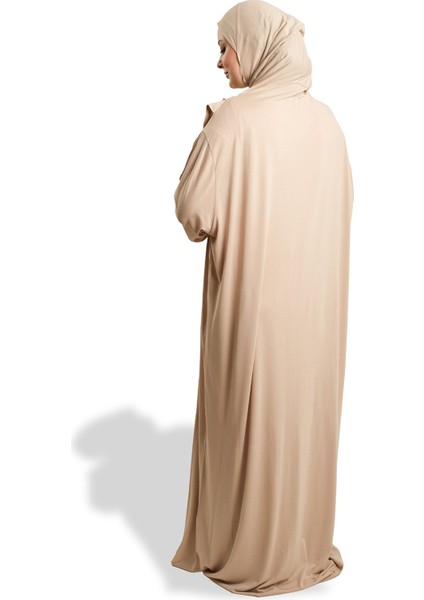 Bej Tek Parça Namaz Elbisesi Viskon Düz 2503_12 indirimleri