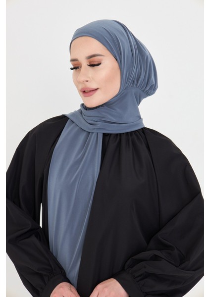 Antrasit Pratik Hazır Geçmeli Tesettür Bone Sandy Boyunluklu Çıtçıtlı 2505_25