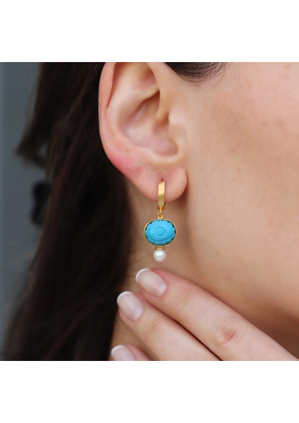 Turkuaz Göz İnci Gold Gümüş Küpe fiyatları