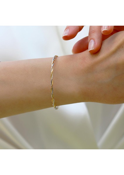 Burgu Çift Renkli Ajda Modeli Gümüş Bileklik fiyatları