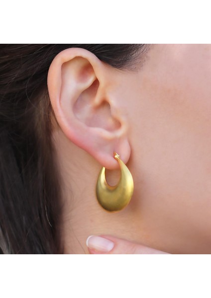 Elips Yassı Bombeli Gold Gümüş Küpe fiyatları