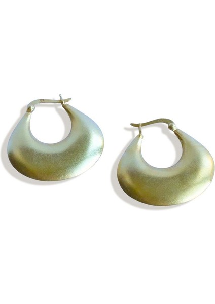 Elips Yassı Bombeli Gold Gümüş Küpe modelleri