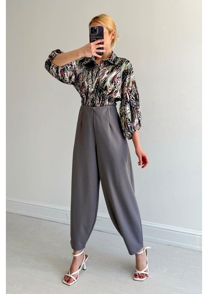 Beli Lastikli Saten Gömlek - Yeşil modelleri