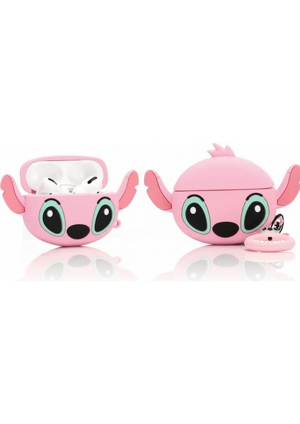 Airpods Pro 3. Nesil Uyumlu Sevimli Pembe Stitch Figürlü Darbe Önleyici Kulaklık Koruma Kılıfı fiyatları