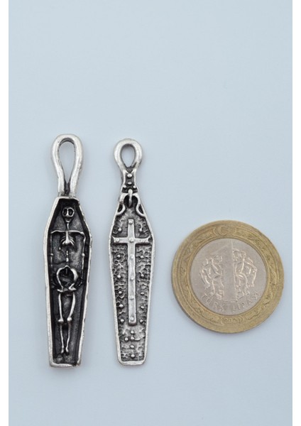 Tabut İskelet Haç Gümüş Kaplama Örme Zincir Kolye indirimleri