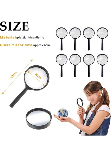 Çocuklar Büyüteç 24 Adet, Plastik El Tipi Mini Taşınabilir Büyüteç Küçük Çocukları Kaşif Için Oyuncaklar (Yurt Dışından)