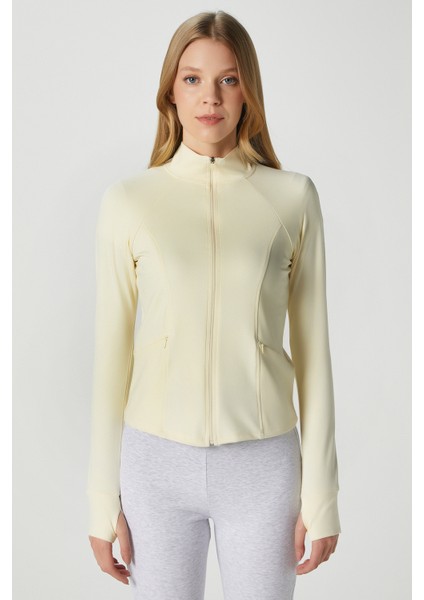 Jogging Vücuda Oturan Cepli Parmak Geçmeli Sarı Spor Ceket / Hırka fiyatları