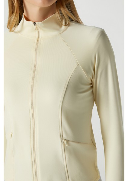 Jogging Vücuda Oturan Cepli Parmak Geçmeli Sarı Spor Ceket / Hırka indirimleri