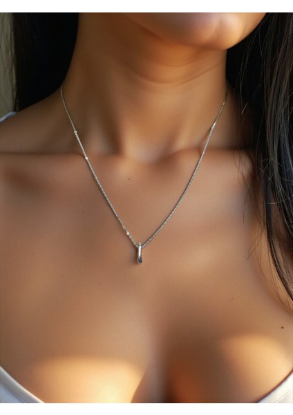 I Harfi 316L Paslanmaz Çelik Zincir Gümüş Kaplama Kolye Hediye Kalp Sevgili Eş